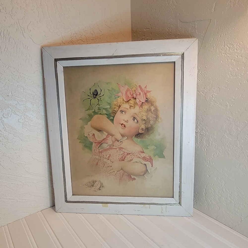 Little Miss muffet print in vintage frame